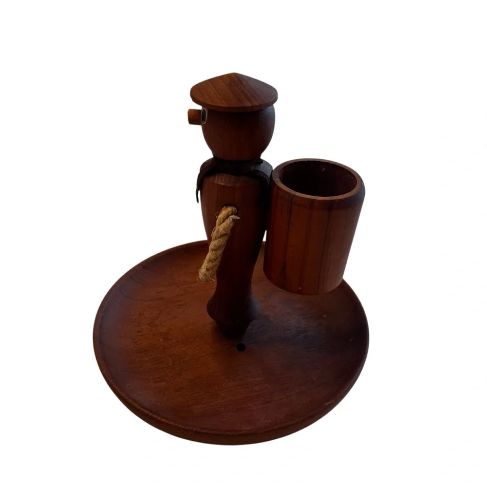 Hans Bolling MCM Figural Teak Toothpick Tidbit Tray